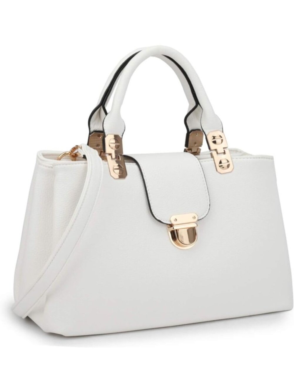 Stylish Vegan Leather Satchel Handbag - Medium Tote Purse with Top Handle
